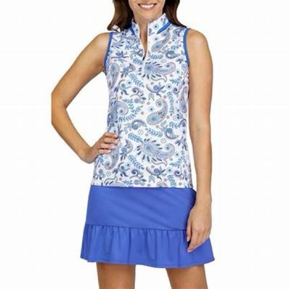 Tail Blue and White Paisley Tank Top - Picture 1 of 5